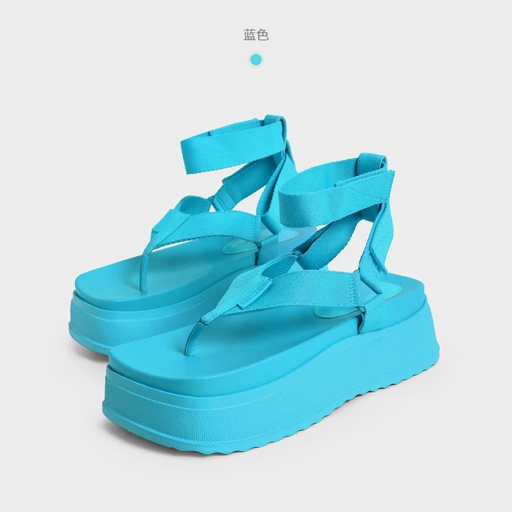 

Сандалии женские на толстой подошве, повседневные шлепанцы, модная верхняя одежда, пляжная обувь, увеличивающая рост, 22 весны