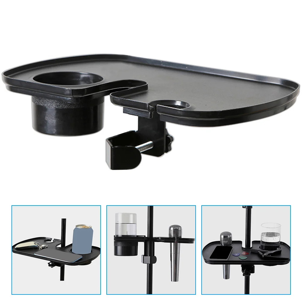 

Microphone Tray Live Sound Card Metal Bracket Mount Plastic Shelf Supports Stand Storage Holder Clamp-on Foot pedal for Music