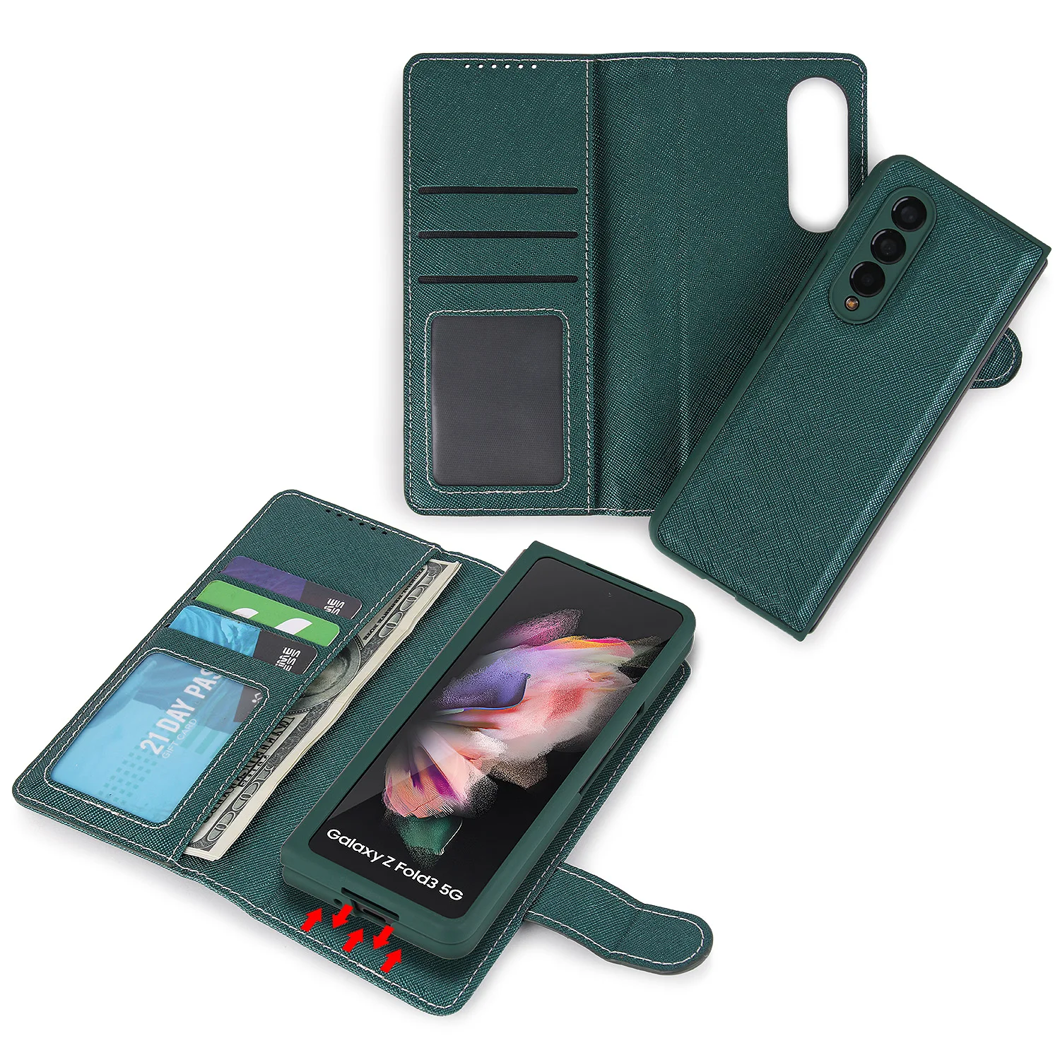 

2023 Magnetic Leather Case For Samsung Galaxy Z Fold 4 3 5G Fold4 With Pen Holder Card Slot Wallet Bag Shockproof Phone Cover No