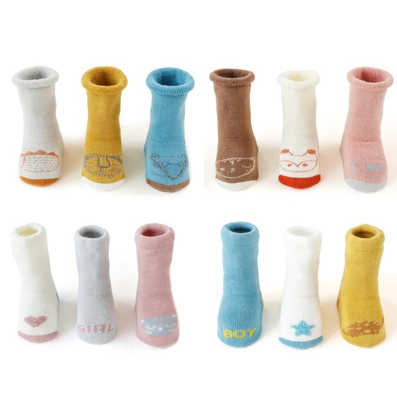 

Autumn Winter Newborn Baby No-Slip Socks Cotton Terry Thicken Anti-skid Socks