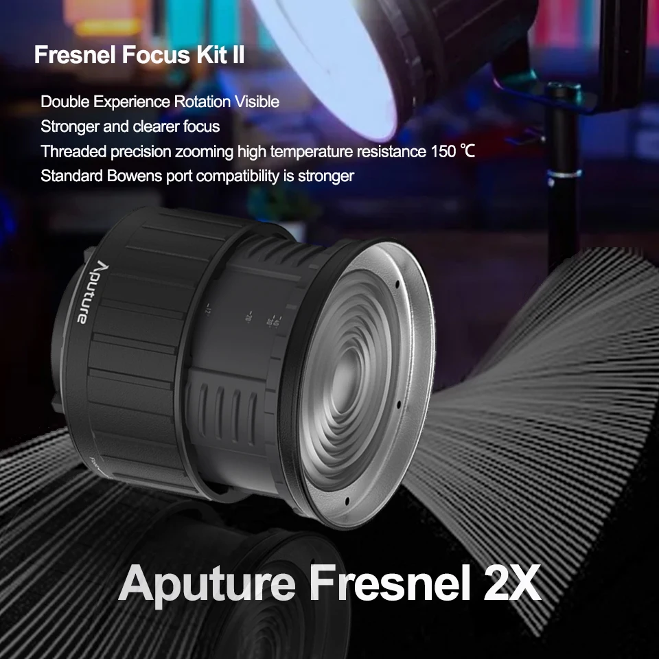 Aputure Fresnel 2x Bowen-S Mount Light for Amaran 300C 150C 300d II LS C300 Ⅱ 200xS Spot Lens