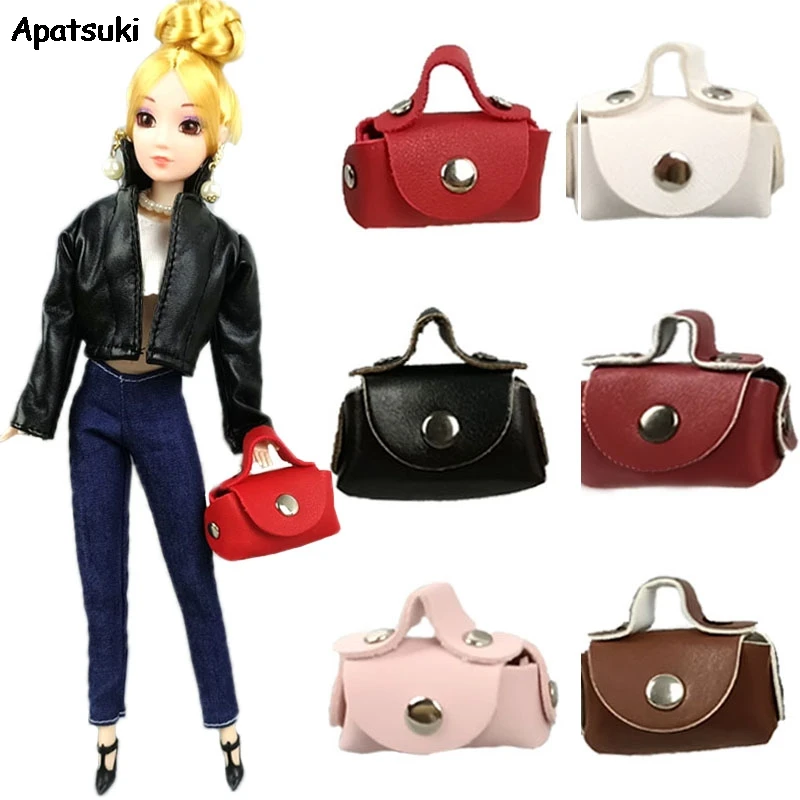 1pc Black Doll Bag For Barbie Doll Leather Handbag 1/6 Doll Accessories Purse for Barbie BJD Dollhouse Kids Toy Girl Xmax Gift