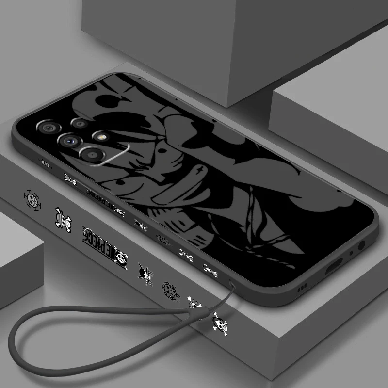 

Anime O-One P-Piece Cute Art Liquid Left Rope For Samsung A53 A52 S A33 A32 A51 A71 A21S A13 A73 A50 A72 A23 A12 5G Phone Case