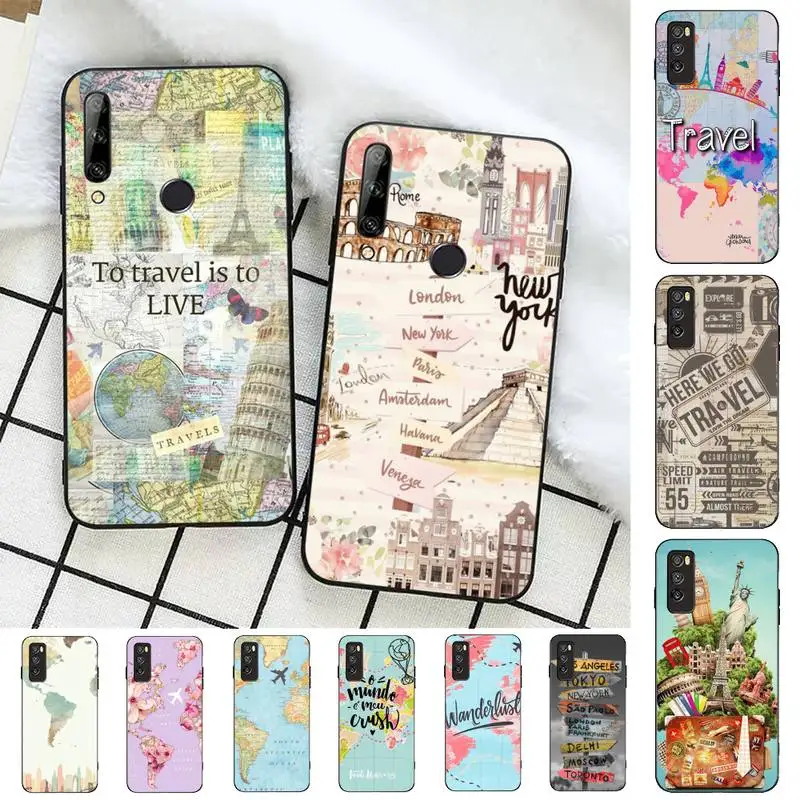 

World Map Travel Phone Case for Huawei Honor 10 i 8X C 5A 20 9 10 30 lite pro Voew 10 20 V30