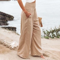 hot%ef%bc%81women pants fashion solid color loose trousers solid color pocket spring summer temperament loose fitting pants for beach