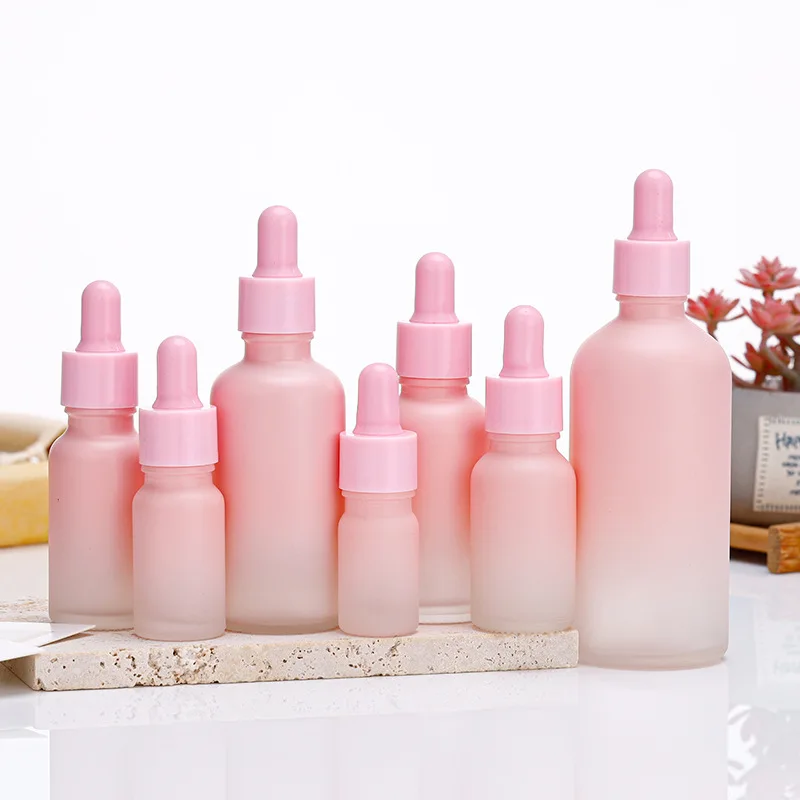 

5ml-100ml Empty Gradient Pink Glass Bottle Essential Oils Dropper Bottle Serum Bottle Dropper Bottle Containers Pipette Bottle