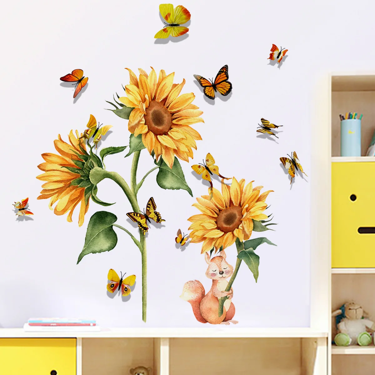 Zollor наклейки с подсолнухами Plus 12 трехмерные желтые бабочки украшение для комнаты