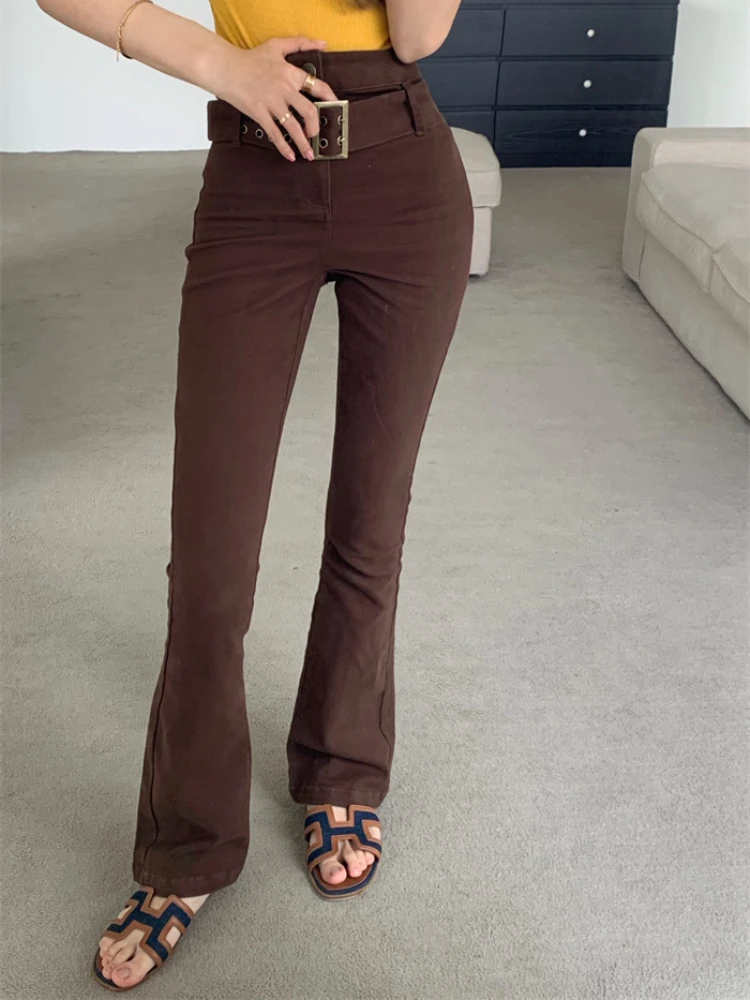 

Винтажные слегка расклешенные джинсы, женские узкие брюки с высокой талией в Корейском стиле, уличная одежда, летние повседневные женские д...