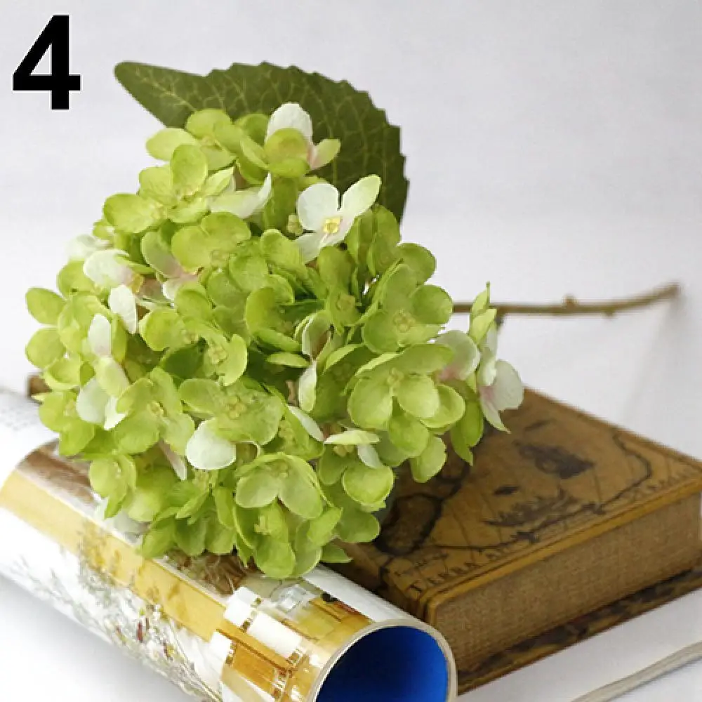

1 Bouquet Faux Artificial Silk Flower Hydrangea Leaves Wedding Party Decor Craft Useful