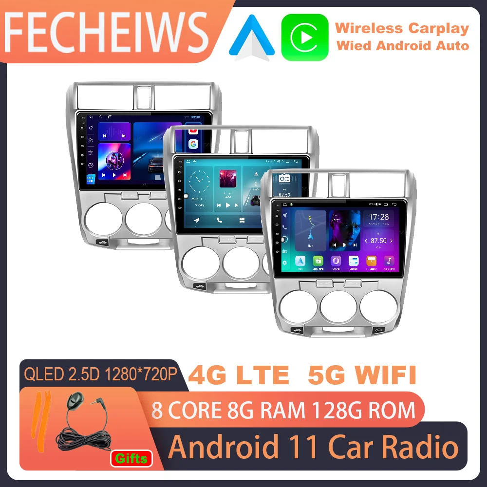 

10,1 дюймов Android 11 для Honda city 2008 - 2013 автомобильное радио RDS ADAS беспроводное Carplay автомобильное Авторадио мультимедийный плеер стерео 4G