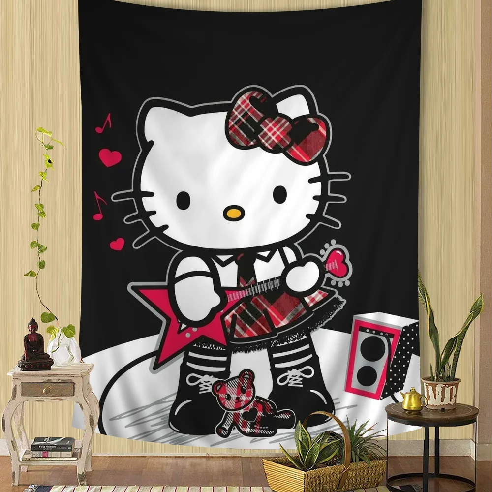 Sanrio H-Hello K-Kitty аниме гобелен хиппи цветок настенные ковры декор для общежития