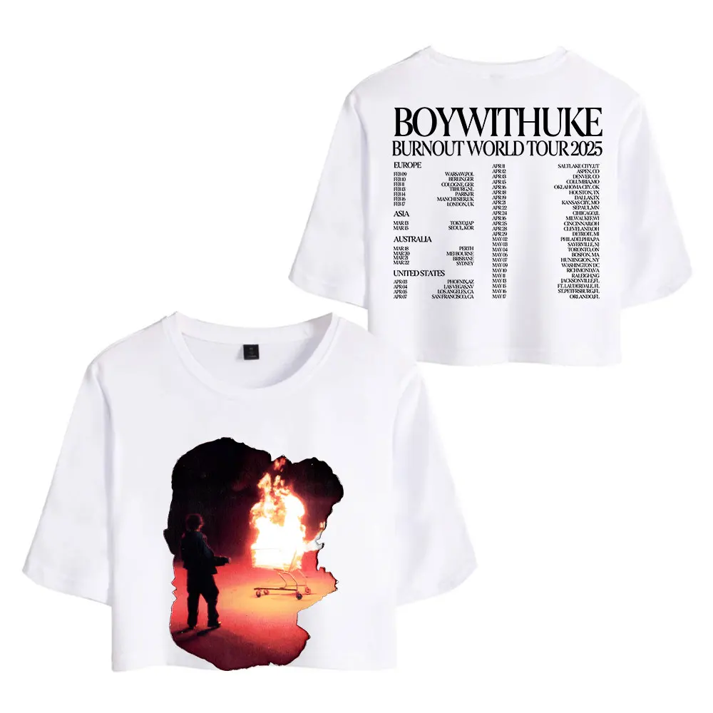 Boywithuke винтажная укороченная футболка 90-х годов модные топы с круглым вырезом