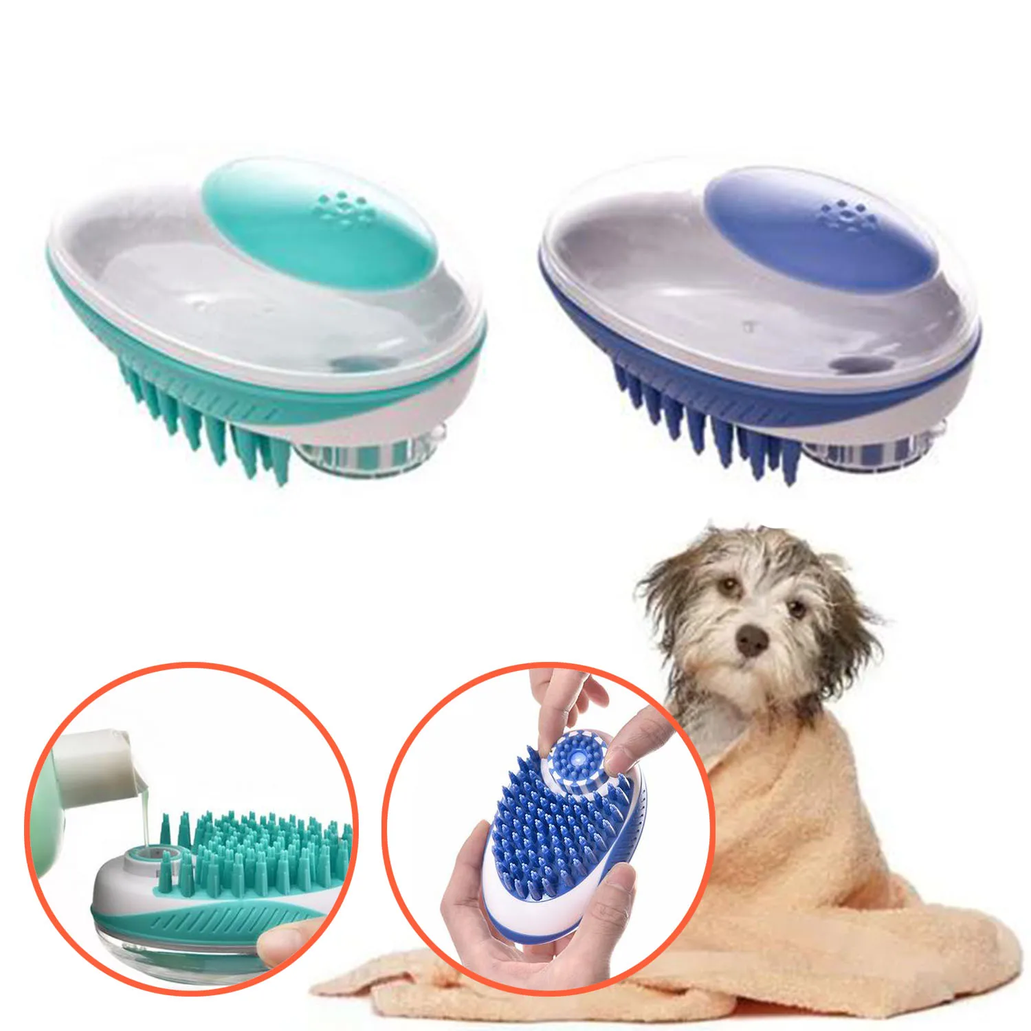 

Kitten Puppy Shampoo Bathing Brush Soft Silicone Pet Cat Dog Grooming Massager Brush Massage Comb Shower Brush Pets Accessories