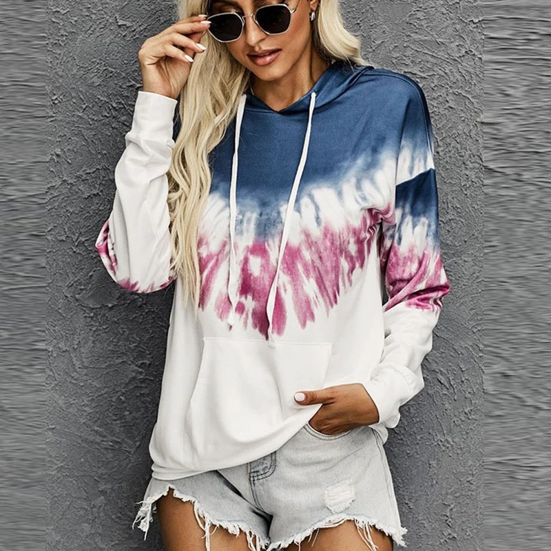 

Женские толстовки с принтом Tie Dye, весенний наряд, пальто, Женский пуловер с длинным рукавом, свитшоты с графическим принтом, зимний женский т...