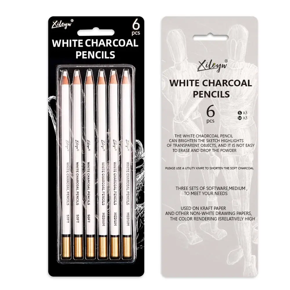 

6pcs Artist Charcoal Pencils Set Portable Professional Sketch Pen Great For Drawing Sketching Shading