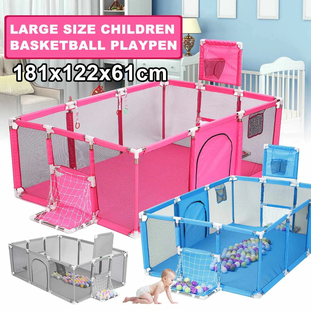 

Kids Furniture Playpen For Children Large Dry Pool Baby Playpen Safety Indoor Barriers Home Playground Park For 0-6 Years AU