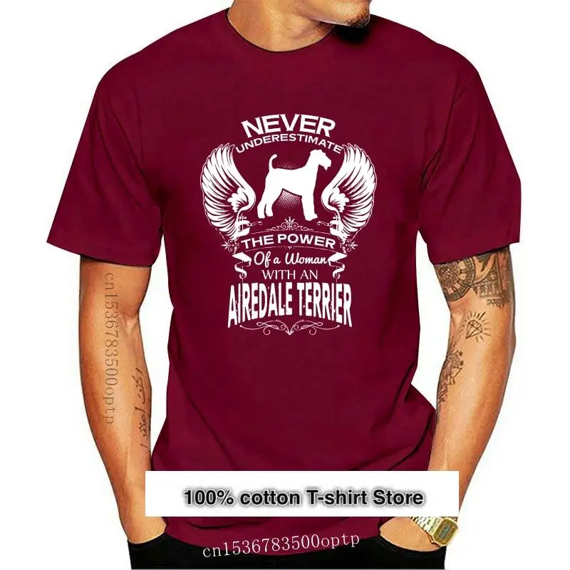 

Camiseta de manga corta para hombre y mujer, camisa con un perro Airedale Terrier, fresca