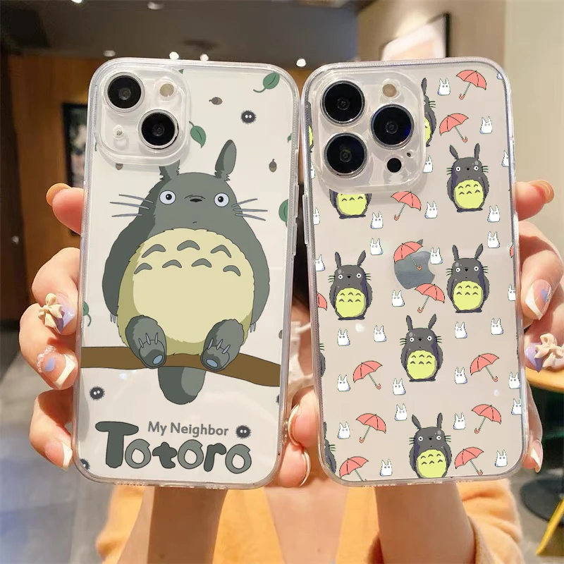 

Totoro Spirited Away Anime Clear Phone Case For iPhone 14 13 11 12 Pro Max X XR XS 7 8 Plus SE Soft TPU Cover Luxury Coque Funda