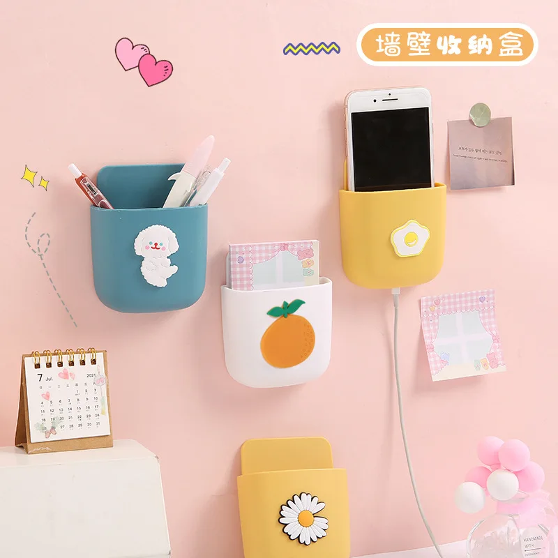 

Makeup Brush Rack Cute Remote Control Storage Box Cartoon Bedside Mobile Phone Rack Stationery Wall Wall Hanging Rack