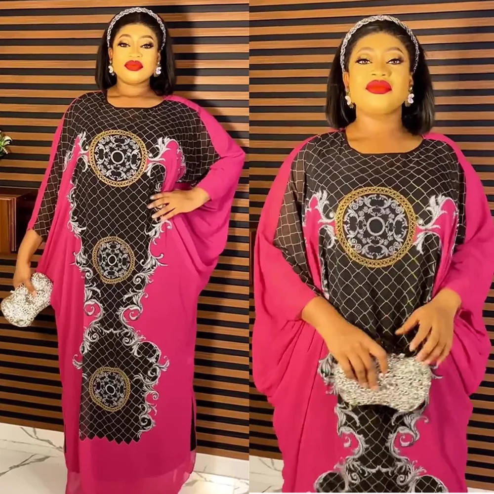 

Elegant African Dresses for Women Muslim Fashion Summer Chiffon Boubou Abayas Robe Dashiki Ankara Outfit Gown Kaftan Maxi Dress