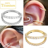 g23 titanium piercing ear hoop zirconia hinged segment earring cartilage tragus helix daith septum piercing fashion body jewelry