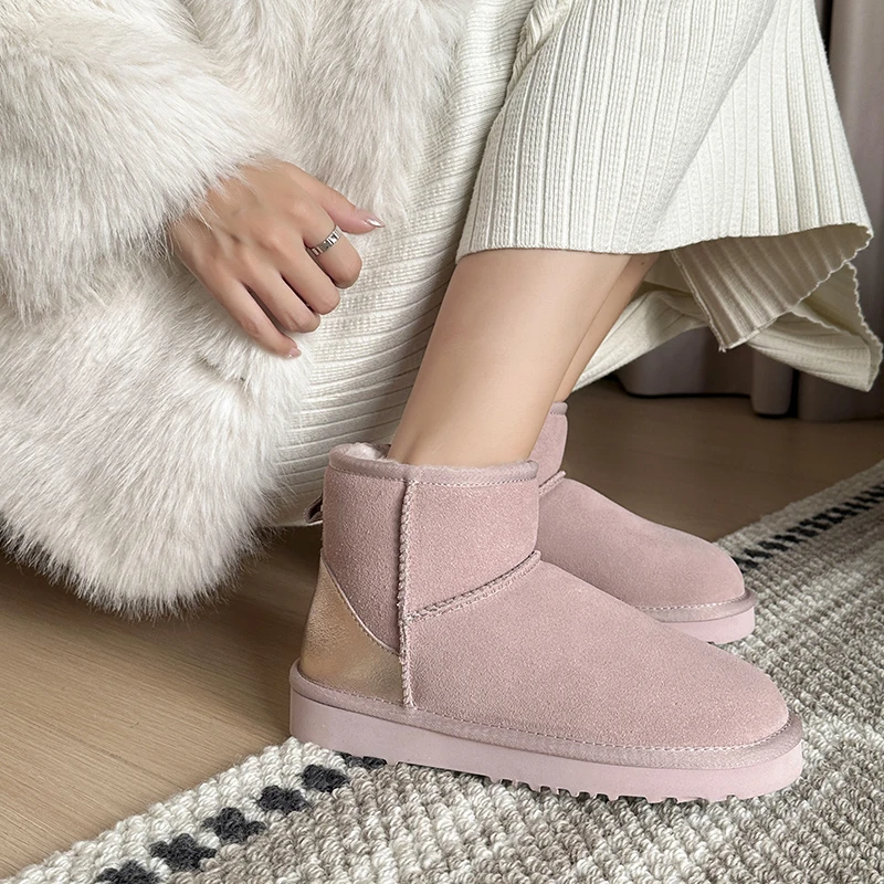 Зимние женские ботинки из спилока на платформе с круглым носком размер 35 - 43 цвет