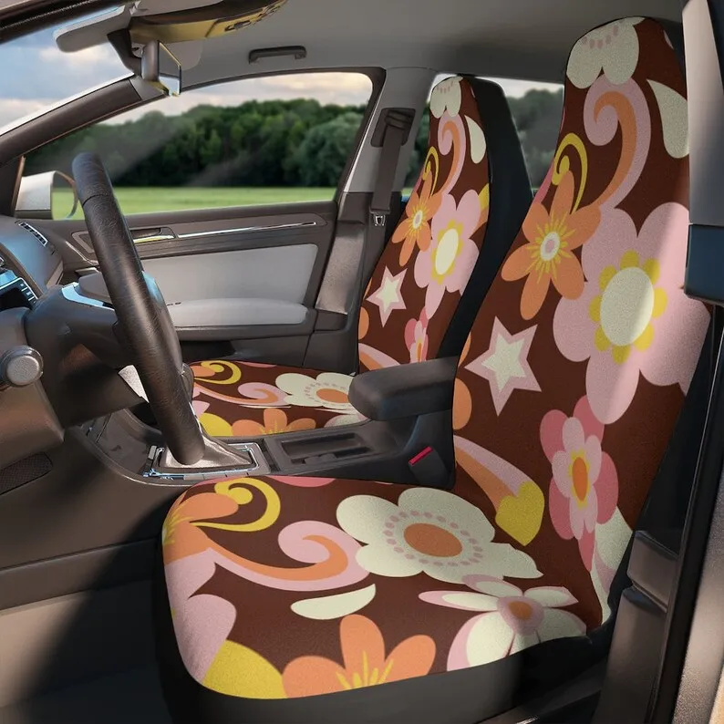 

Flower Power Hippie Car Seat Covers Vintage Inspired Car Seat Accessory Retro Mod Car Decor Vehicle Hippie Van Seat Cover Car Gi