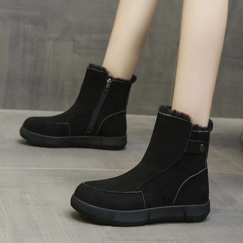2023 Waterproof Snow Boots Women Thick Plush Platform Ankle Boots Woman Thick Bottom Warm Cotton Padded 35-40