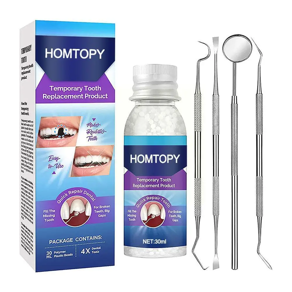

30 мл, твердый клей для искусственных зубов, набор для временного ремонта зубов, инструмент для ухода за зубами, термоклейкая пеллетка для зубов C6W2
