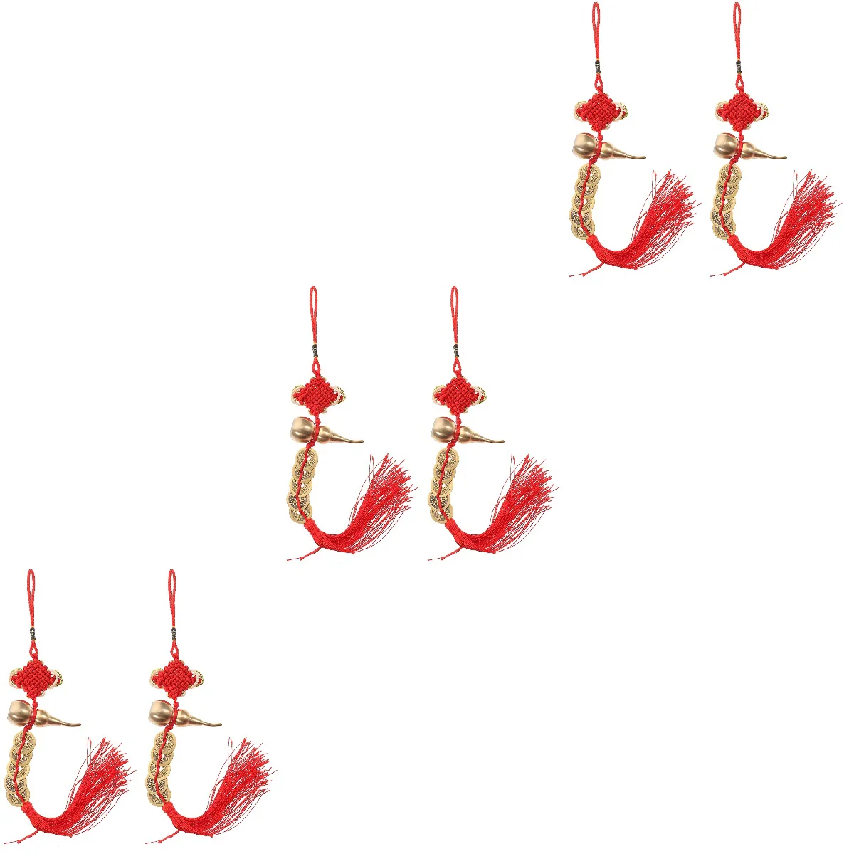 

6 Pcs New Year Pendant Car Decor Gourd Tassel Charms Car Pendant Copper Gourd Decorate Spring Festival Supplies
