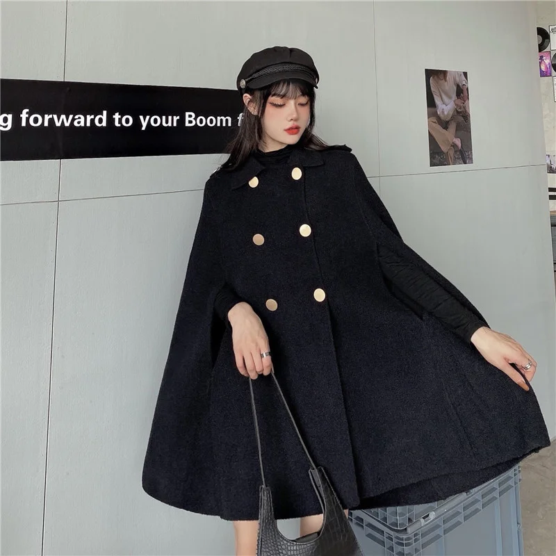 

Autumn Winter Plus Size Women Coat Woolen Cloth Cloak Loose Overcoat Female High Quality 2023 Manteau Femme Hiver Oversize