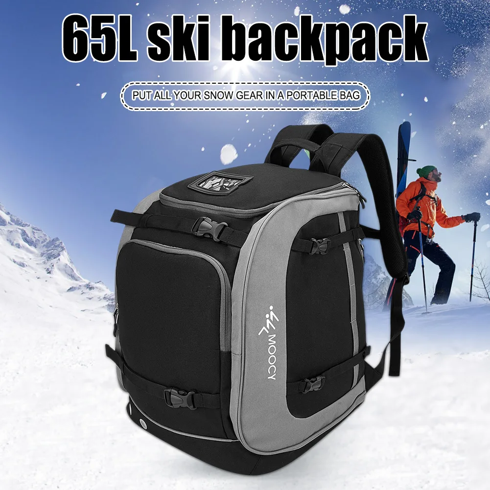 

65L Outdoor Sport Backpack Large Capacity Oxford Cloth Boots Helmet Clothing Storage Bag Men Women Adjustable for Camping Skiing