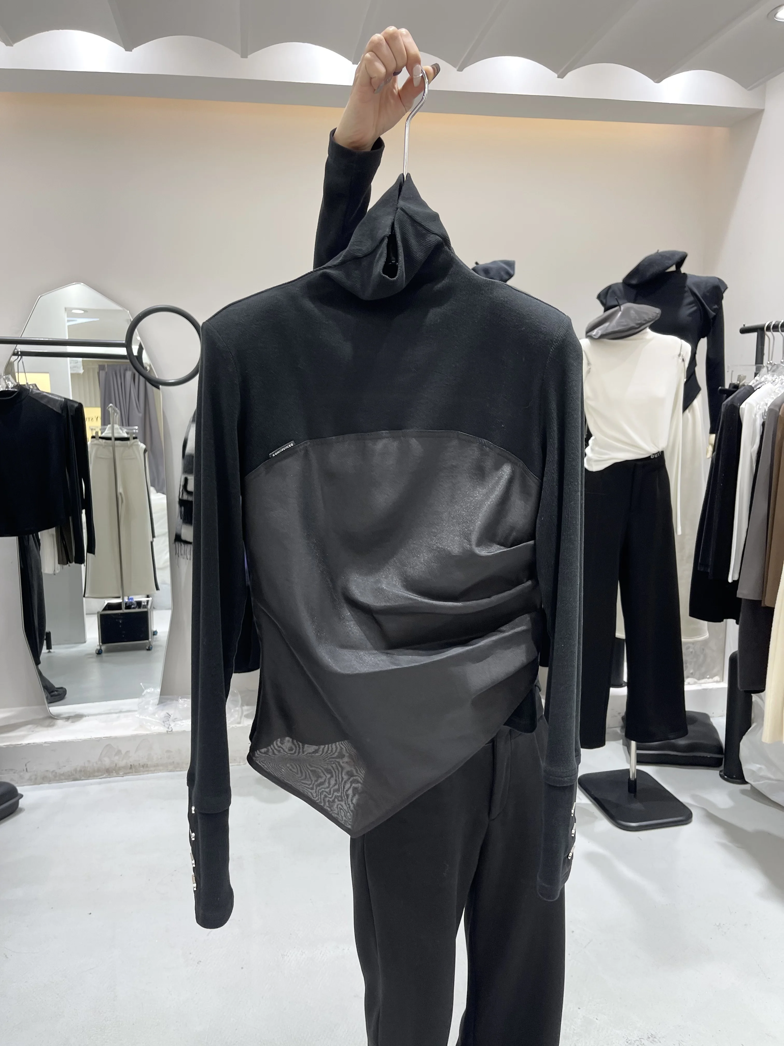 Новинка Осень-зима 2023 модная сетчатая рубашка Ozhouzhan в западном стиле с длинными