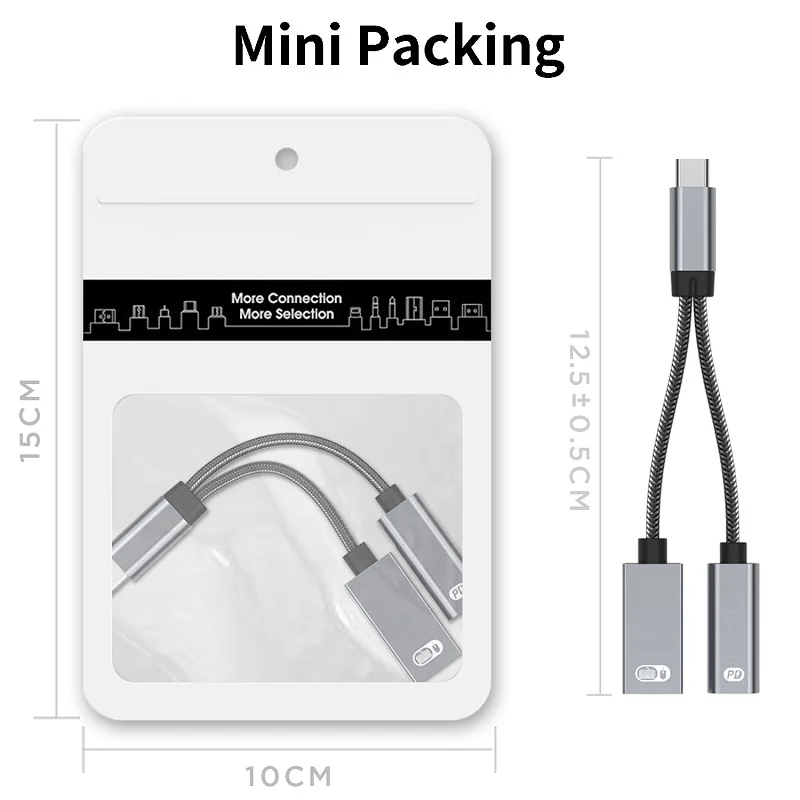 Адаптер 2 в 1 USB Type-C OTG 60 Вт быстрая зарядка |