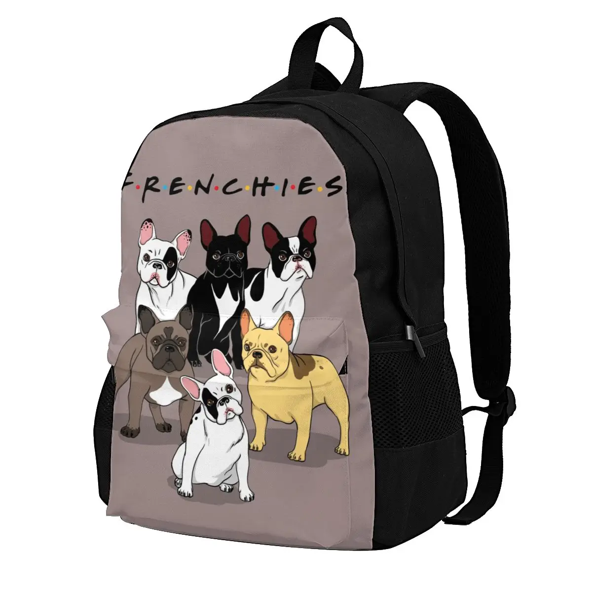 FRENCH Bulldog Friends Backpacks Animal Soft Beautiful Polyester Backpack Jogging Male Bags
