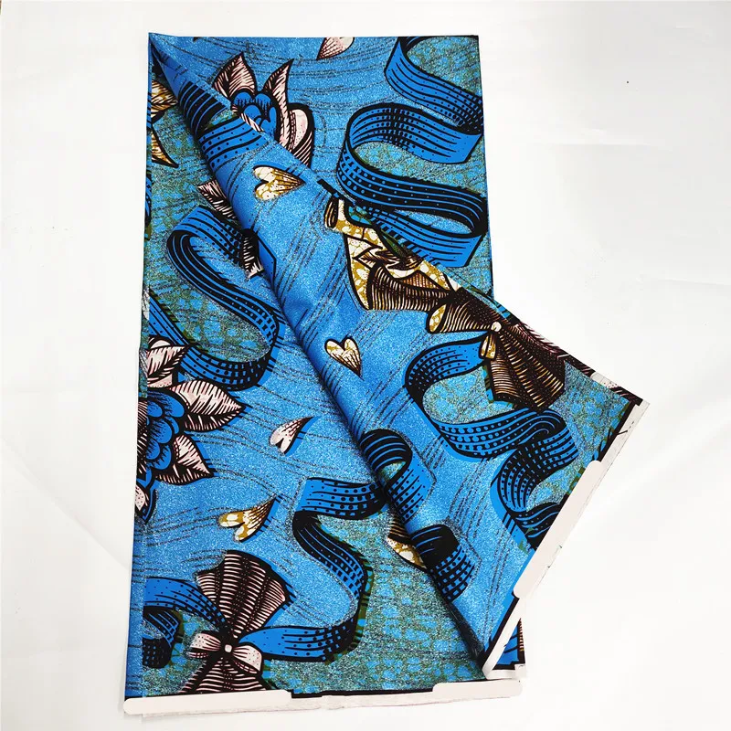 

Новая африканская восковая ткань с блестками, золотой анкарский батик, 100% хлопковый материал, нигерийский настоящий качественный материал ...