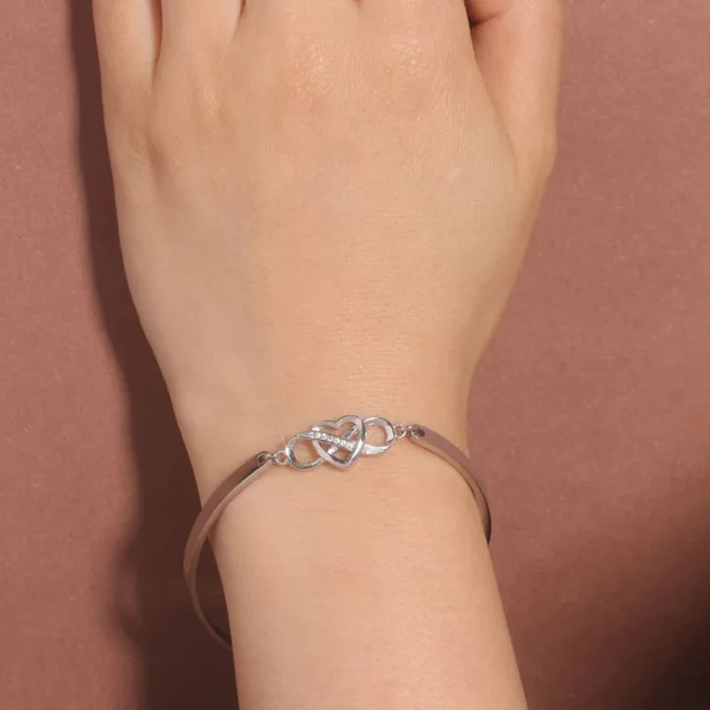 Infinity Heart Bracelet Bangle Crystal Love Forever Symbol Charm Bracelets For Women Mothers Days Gifts images - 6