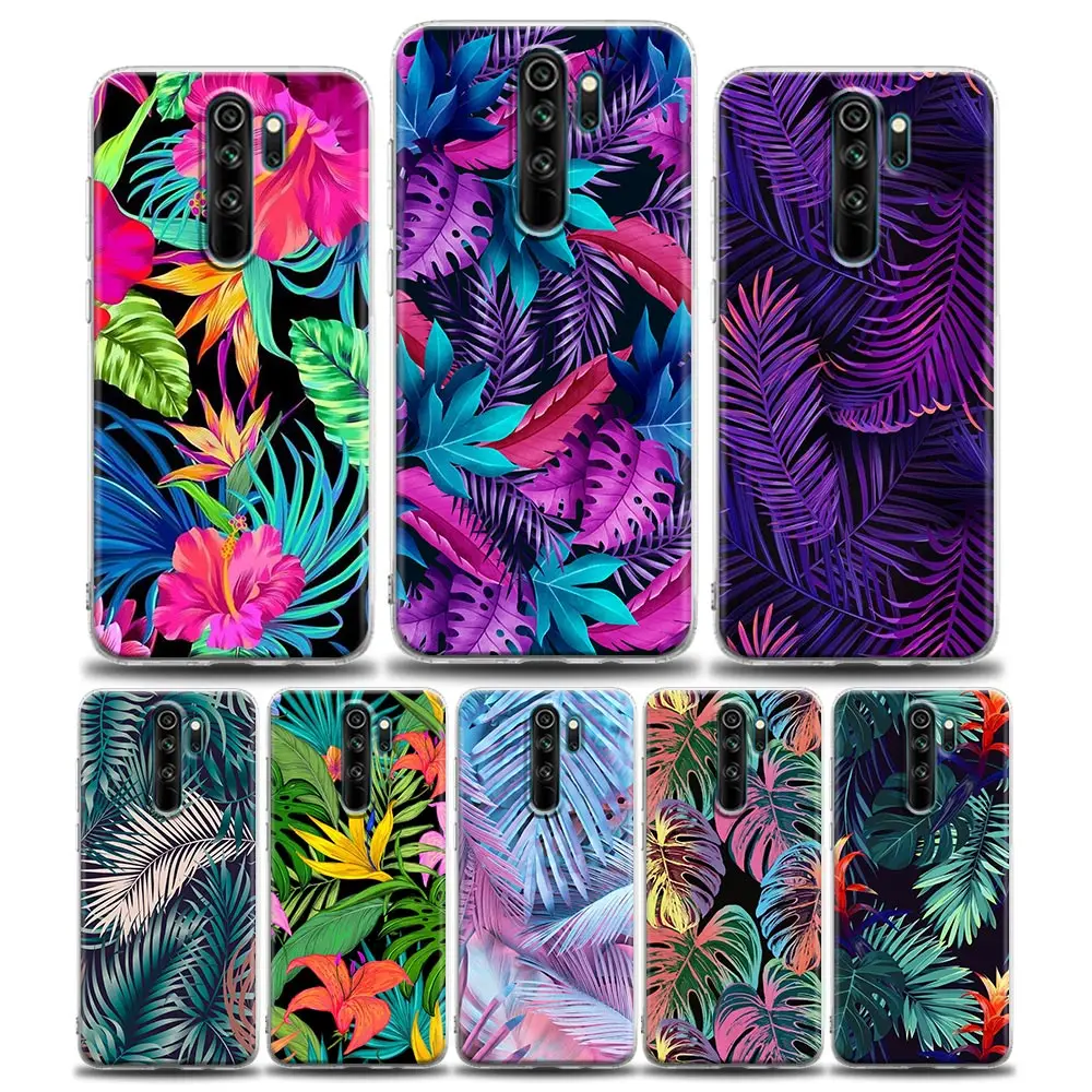 

Clear Phone Case for Redmi 10C Note 11 11S 11T 10 10S 9 9S 8 8T 7 Pro 5G 4G Plus TPU Case Cover Beautiful Banana Leaf Flowers