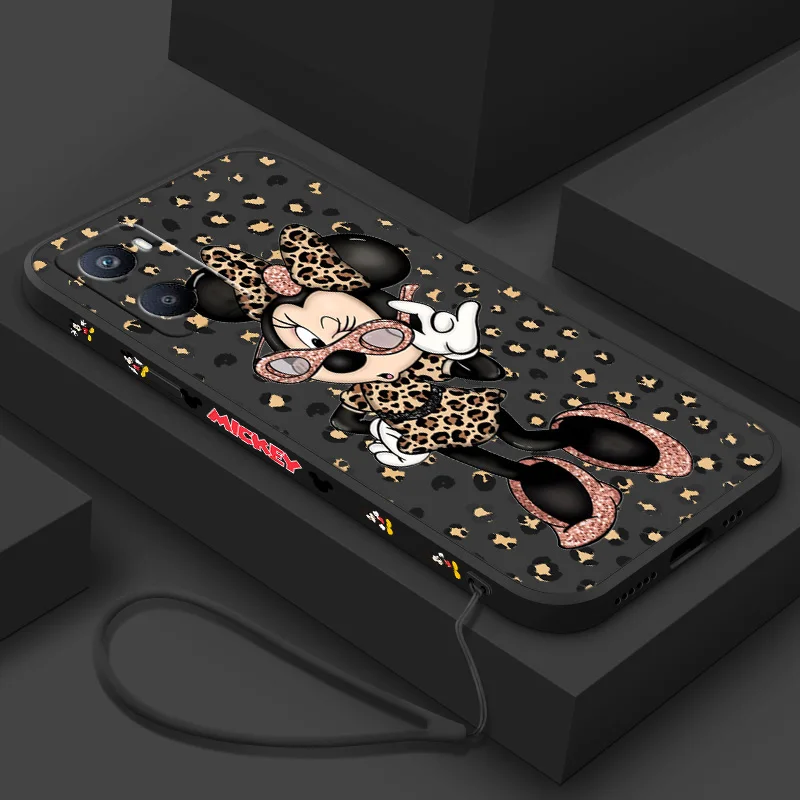 

Minnie Leopard Print For OPPO A53S A52 A33 A32 A31 A16S A12 A11S A9 A5 F21 F11 2020 Pro Liquid Left Rope Phone Case