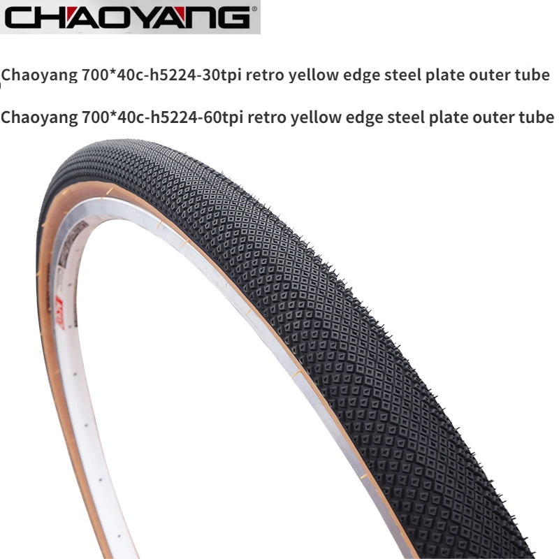 

Chaoyang Bicycle Tire Road Vehicle Outer Tire 700*25/28/40C Yellow Edge Retro Tire H5224-30TPI-60TPI Bicycle Inner Tube Parts