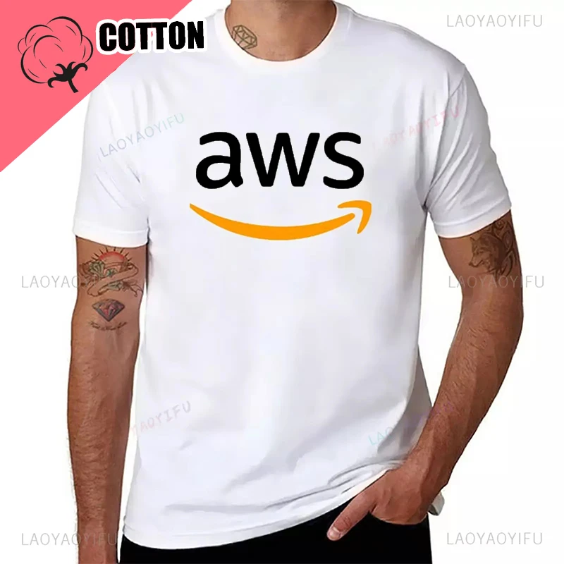 Фото Новая эстетичная одежда, черные футболки, толстовки, логотип AWS (логотип Amazon Web Services), футболка, спортивные футболки для фанатов, уличная одежда №2