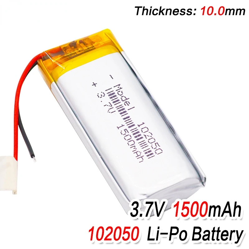 

3.7V 1500mAh 102050 Lithium Polymer Li-Po Li Ion Rechargeable Battery For MP3 MP4 MP5 GPS DVD Tablet Bluetooth Camera Lipo Cell