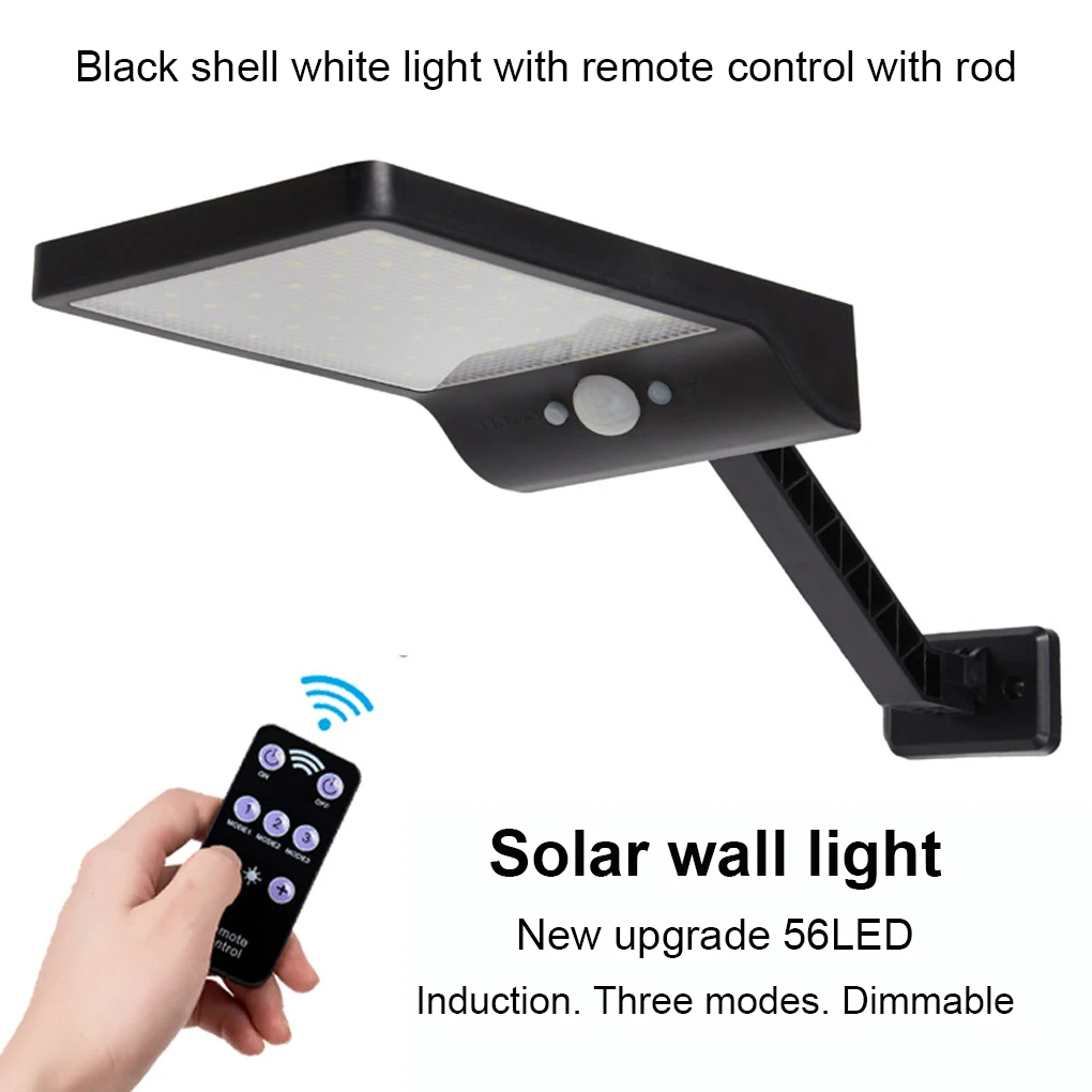 

3 Modes Adjustable Solar Powered Street Light Home Office Hotel Wall Lamp Movement Sensor Lighting Accessories 56LED