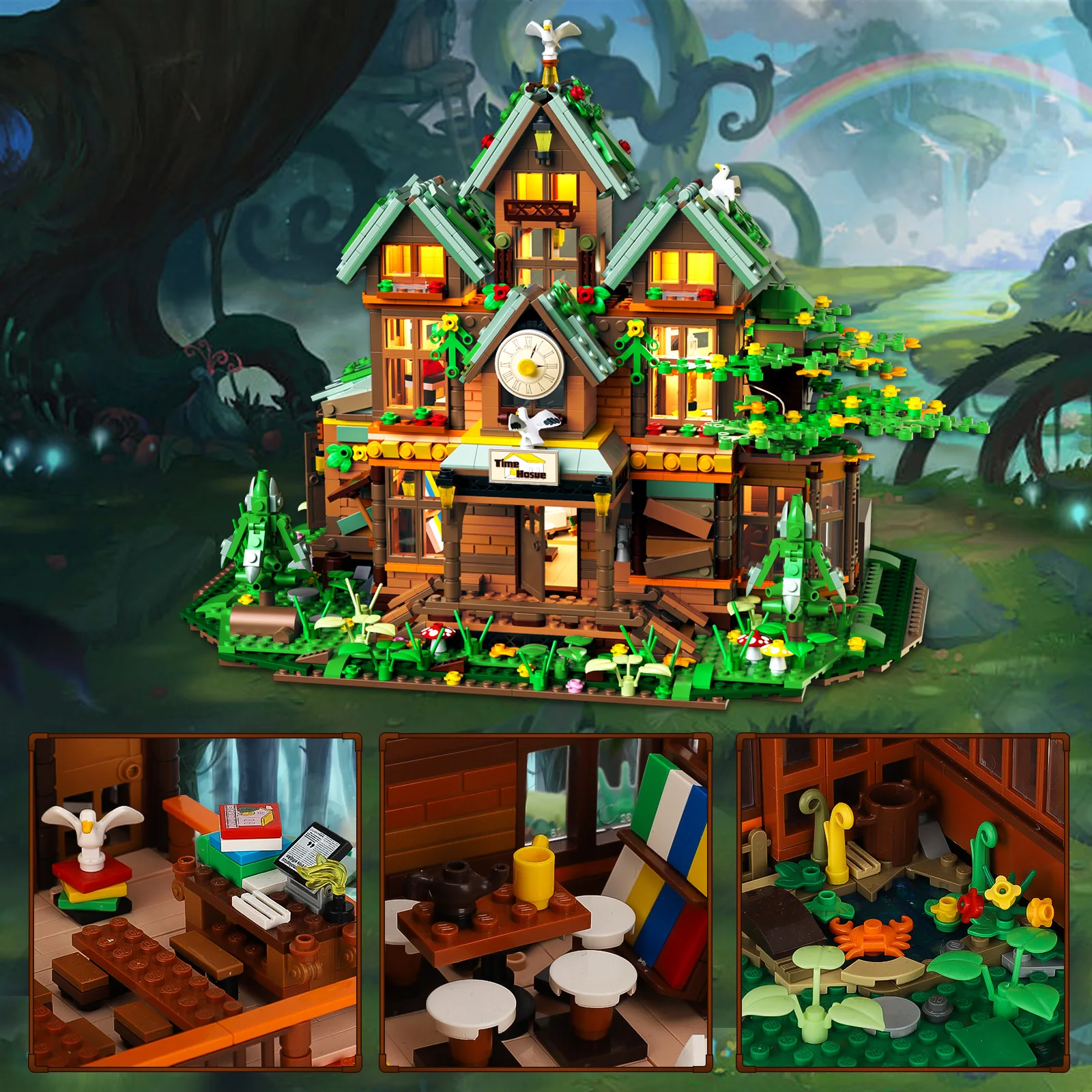 Фото Совместимый набор строительных блоков Lego, деревянный дом, светильники, лесной сад, мини-игрушки, подарки для детей, взрослых, мальчиков и девочек №2