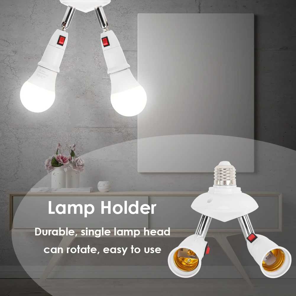 

2/5-heads Practical E27 Lamp Holder Rotatable Adjustable Household LED Light Bulbs Socket White Bases Adapter Converter