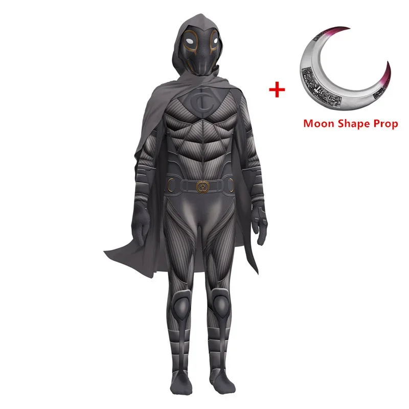 

Kids Adult Moon Knight Black Costumes Cosplay Superhero Marc Spector Boys Zentai Bodycon Jumpsuits Halloween Costume for Kids