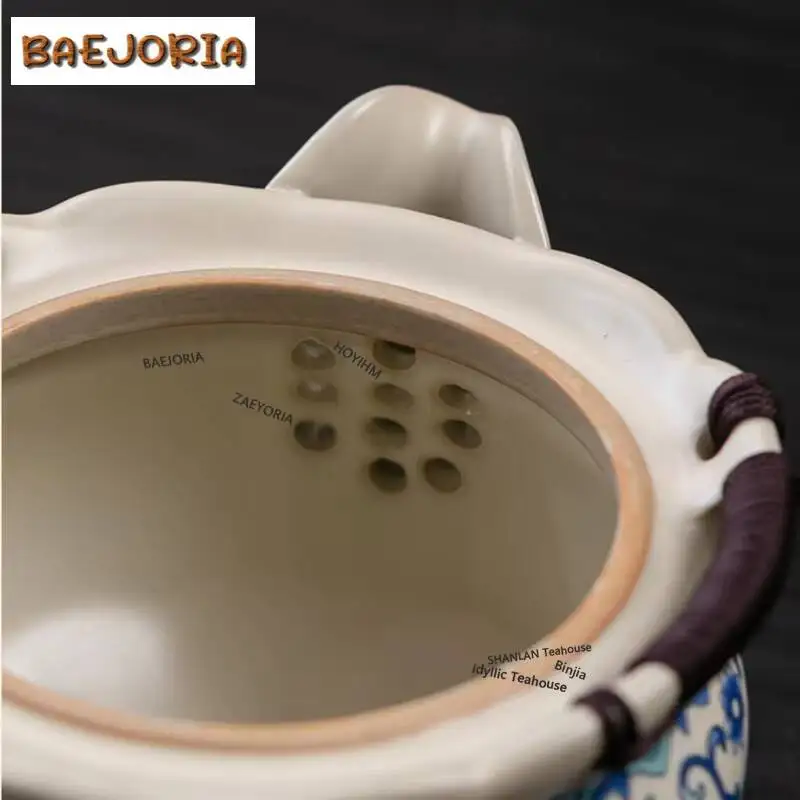 Фото BAEJORIA Ru Kiln Corianderma Truncatula Набор для чаепития в путешествиях, роскошный, 1 чайник, 3 чашки, органайзер для чайника, портативный, для использования на открытом воздухе, сумки для хранения. №4