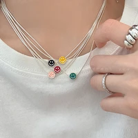 modoma korean fashion rainbow smiley design necklace for women 2022 simple chains choker aesthetic female pendants jewelry