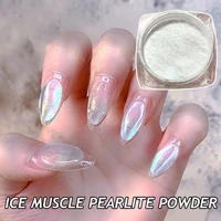1 box ice pearlescent nail glitter powder aurora holographic ice muscle dust diy nails decoration manicure shimmer nail powder