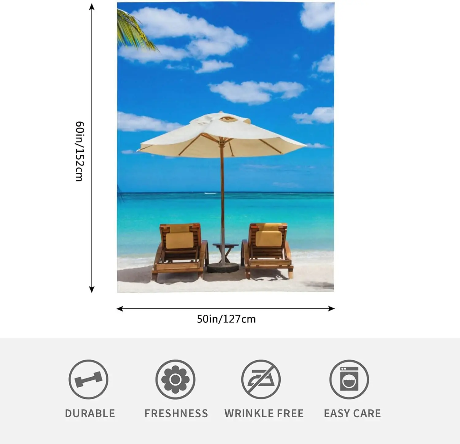 HGOD DESIGNS Manta de playa turquesa con arena blanca y palmeras suave cálida acogedora mullida mujeresy niños